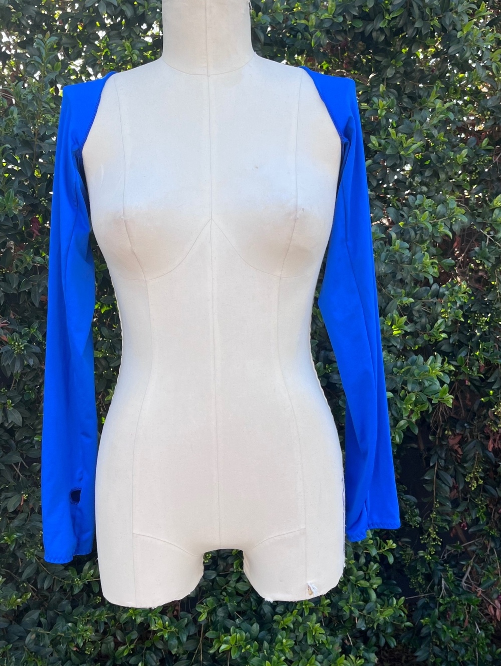 Blue Long Sleeve Open Front Shrug Bolero Stretch Cropped Cover-Up
